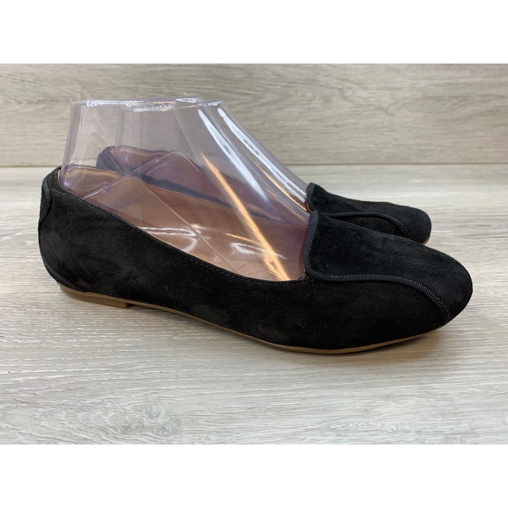Clarks Women's Flats Black Suede Smoking Slipper Loafers 6 Casual Comfort Shoes